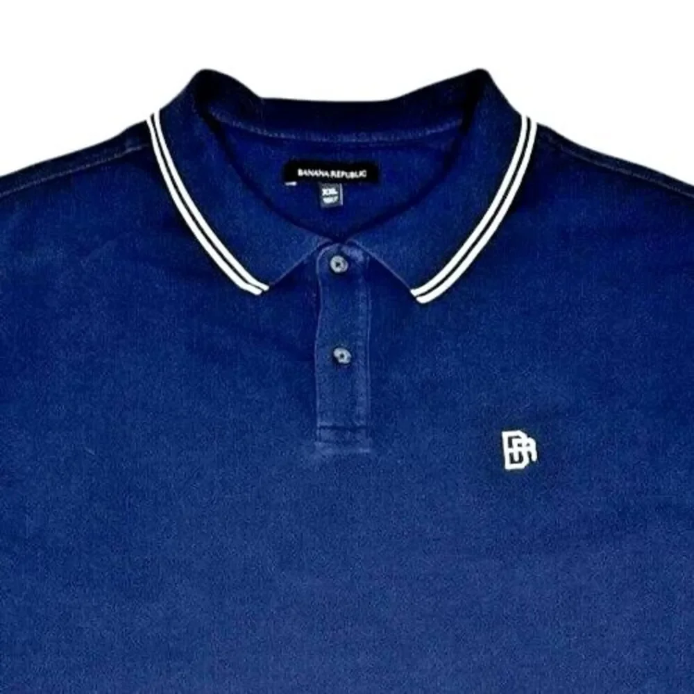 Banana Republic Men's 100% Cotton Navy Blue Polo with Embroidered Logo, Size XXL